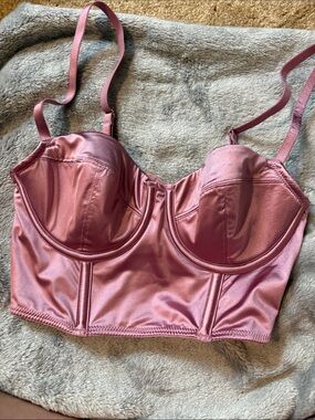 Auden Satin Longline Bustier in Rose Pink